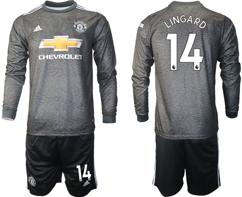 Men 2020-2021 club Manchester united away long sleeve #14 black Soccer Jerseys